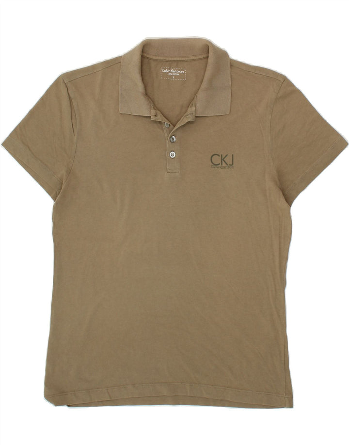 CALVIN KLEIN JEANS Mens Polo Shirt Large Brown Cotton Vintage Calvin Klein Jeans and Second-Hand Calvin Klein Jeans from Messina Hembry 
