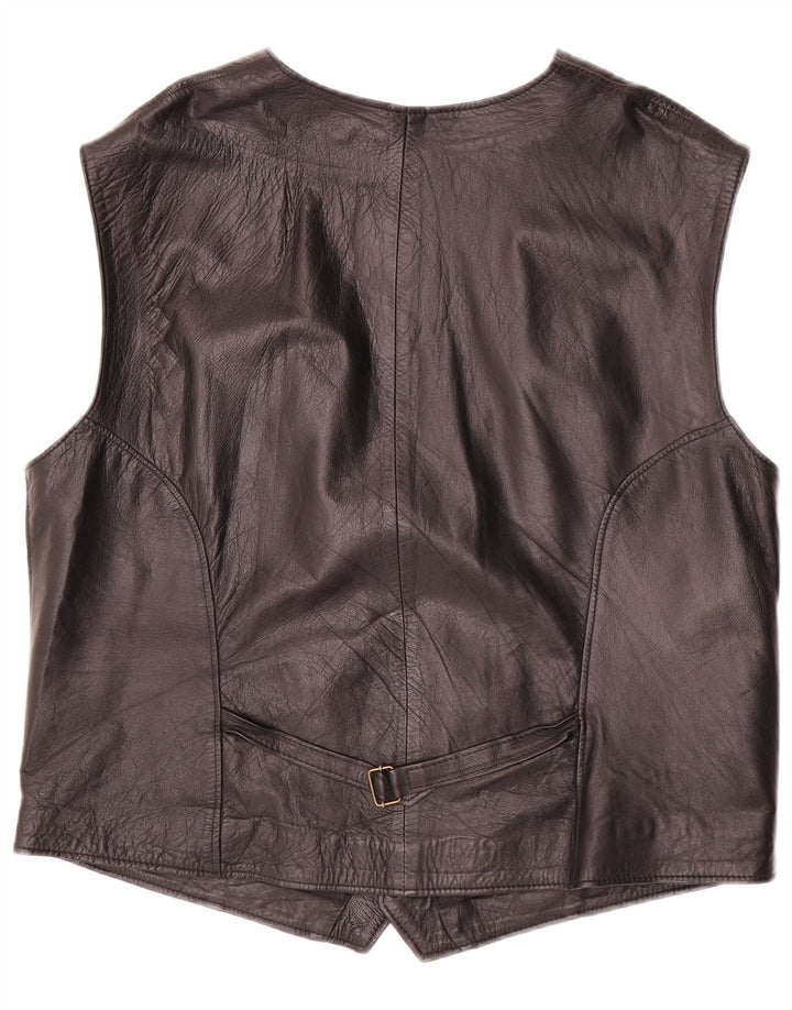 Gilet in pelle da uomo vintage grande in pelle nera