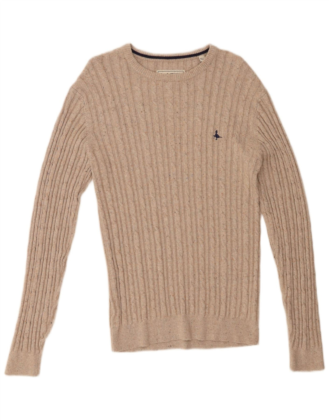 JACK WILLS Mens The Marlow Crew Neck Jumper Sweater Medium Beige Cotton