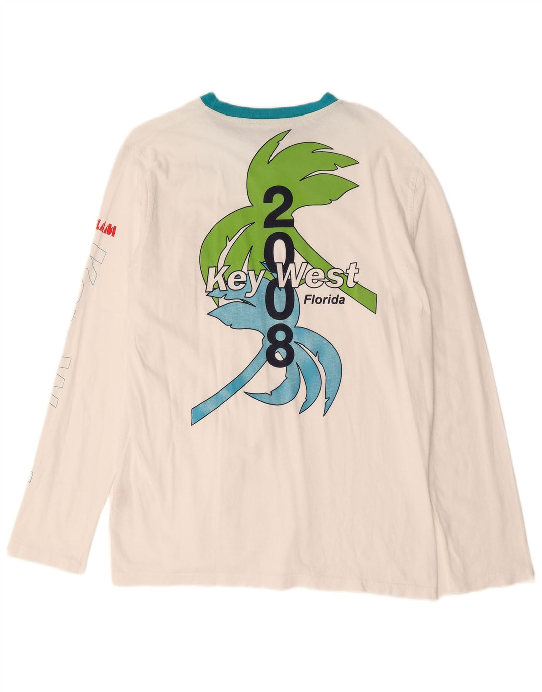 Slam Top da uomo con grafica Florida a maniche lunghe in cotone bianco grande