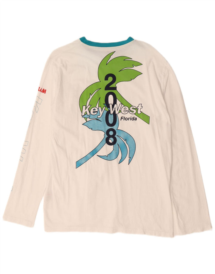 Slam Top da uomo con grafica Florida a maniche lunghe in cotone bianco grande