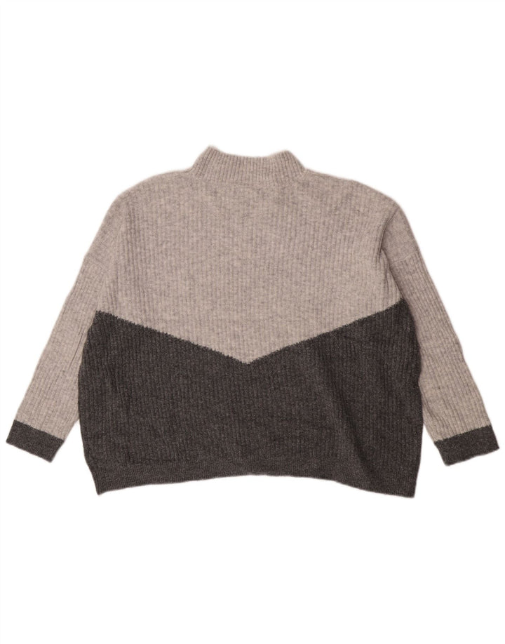 Maglione maglione a collo alto da donna Marks & Spencer UK 18 XL grigio screziato