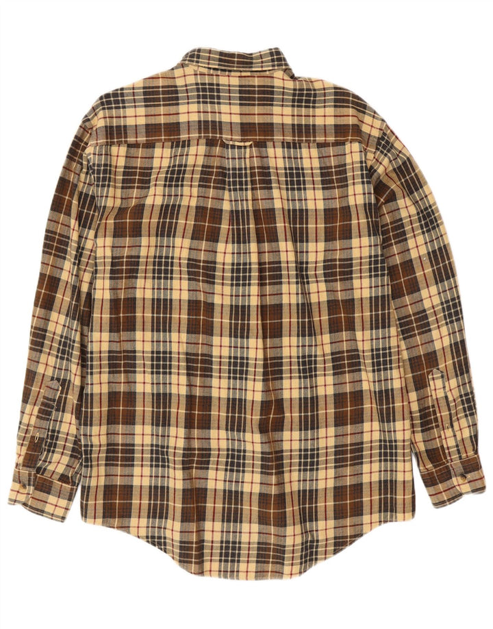 NAUTICA Camicia da uomo in flanella di cotone a quadri marrone medio