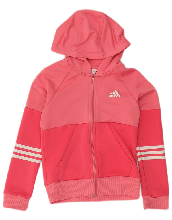 Felpa con cappuccio e zip per ragazze Adidas 9-10 anni Colorblock rosa