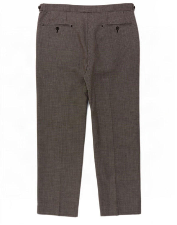 Pantaloni da abito con pegged autografo da uomo Marks & Spencer W36 L31 lana vergine grigia
