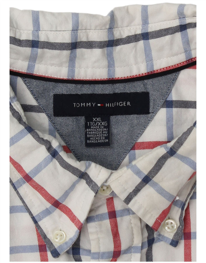 TOMMY HILFIGER Mens Checked  Shirt 2XL White Check Cotton