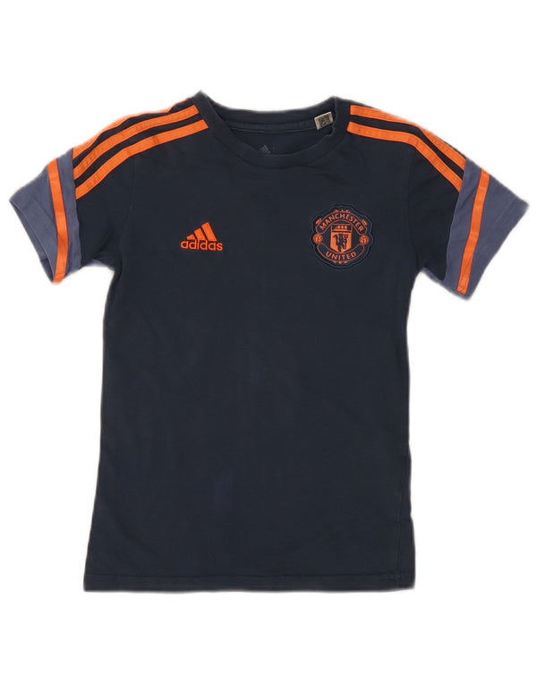 Maglietta grafica Adidas da ragazzo del Manchester United, 7-8 anni, blu navy