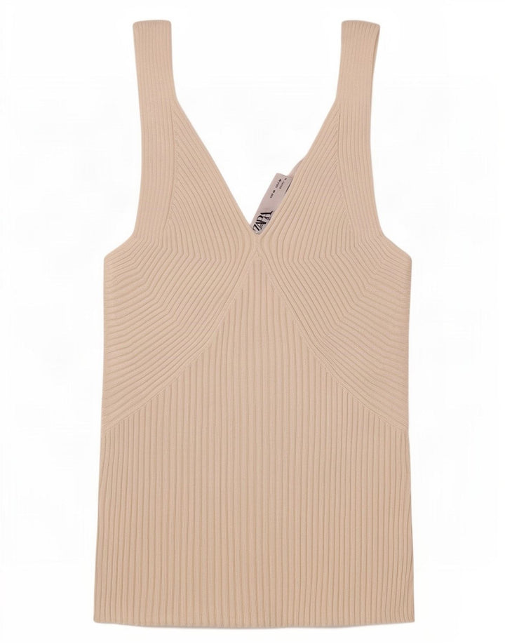 Top corto da donna Zara UK 12 in viscosa bianca media