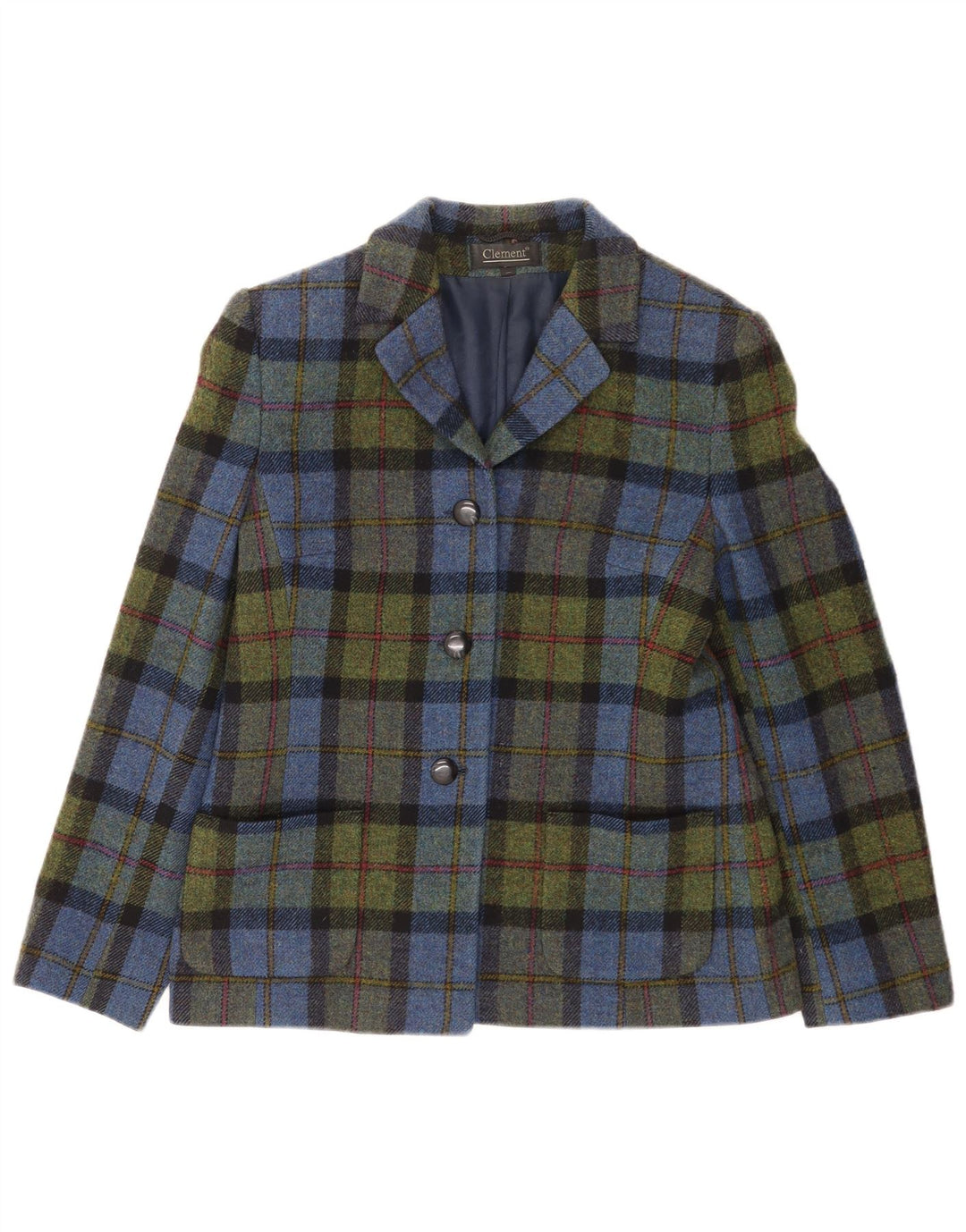 CLEMENT Giacca blazer da donna a 3 bottoni EU 38 medio a quadri multicolore