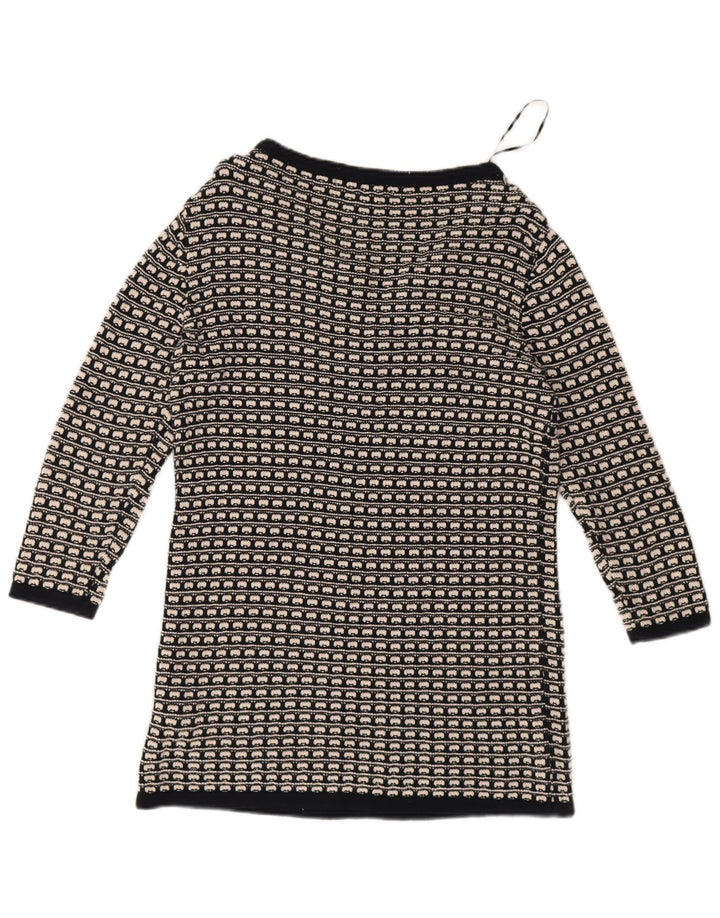 Abito a tunica in maglia da donna Marks & Spencer UK 8 piccolo nero geometrico