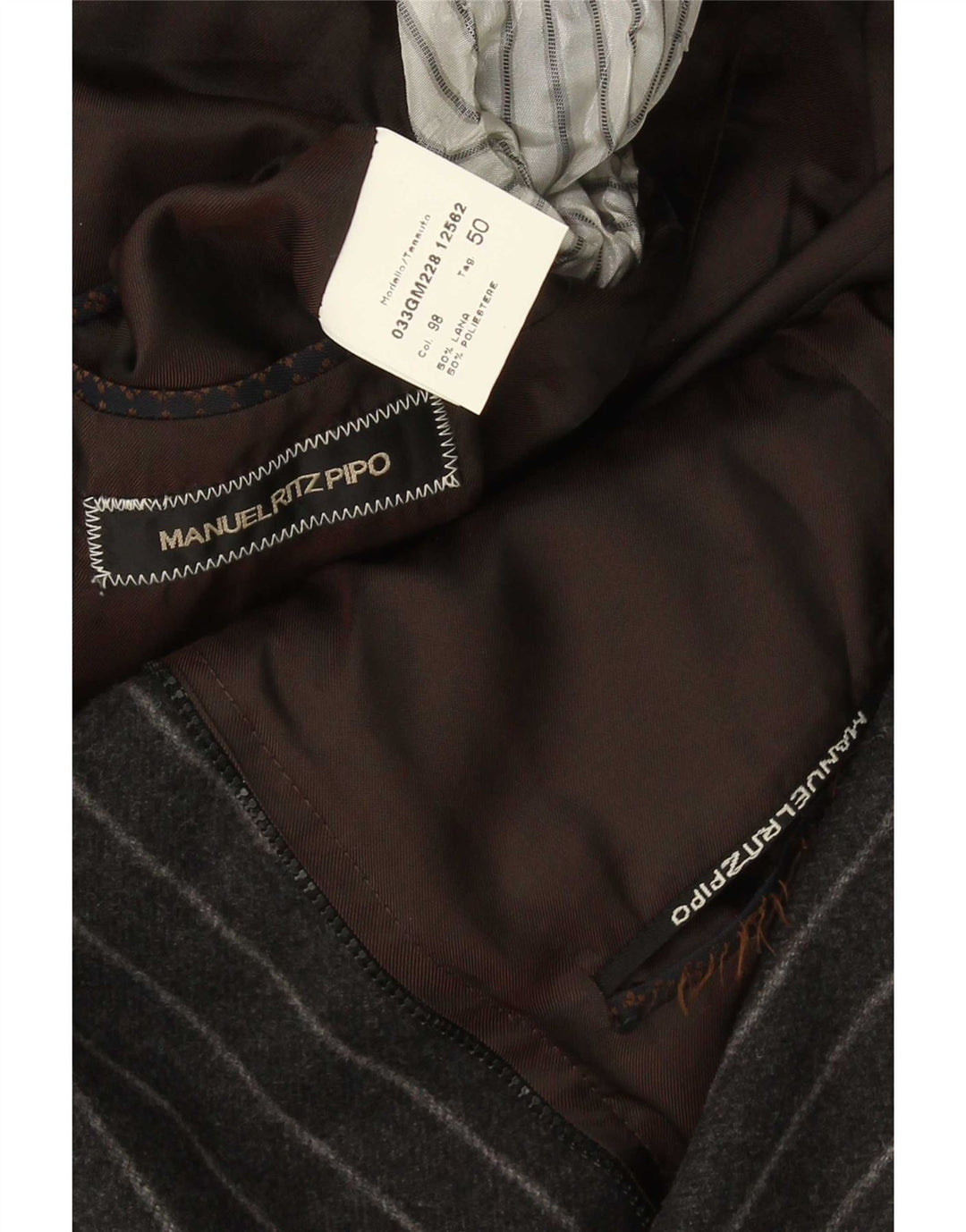 Giacca blazer da uomo a 2 bottoni Manuel Ritz Pipo IT 50 grande lana a righe grigie