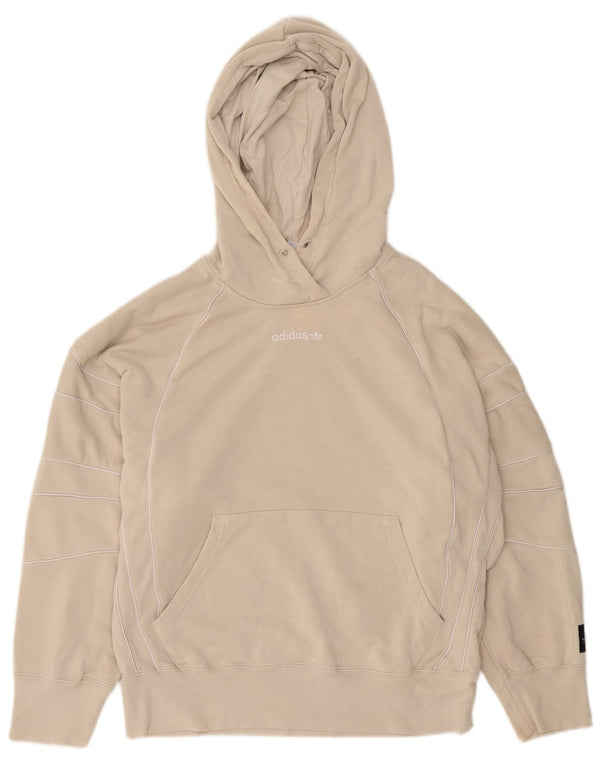 Felpa con cappuccio oversize da donna Adidas UK 10 piccola in cotone beige