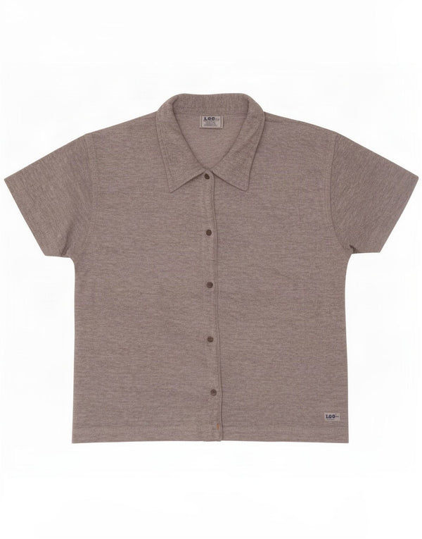 Camicia a maniche corte da donna Lee UK 18 XL Cotone screziato grigio