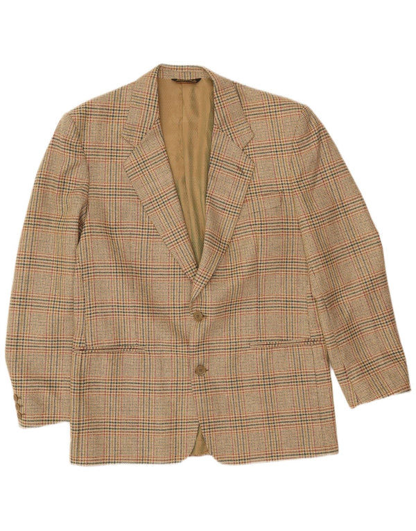 Giacca blazer vintage da uomo a 2 bottoni IT 52 XL lana a quadri beige