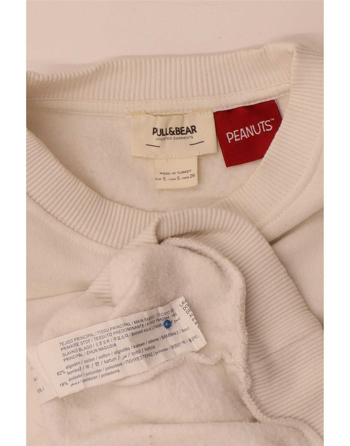 Pull & Bear Felpa con grafica Peanuts da donna UK 10 Small Bianca
