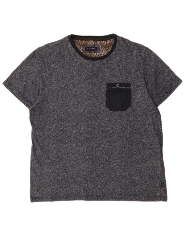 T-shirt da uomo Ted Baker taglia 4 grande in cotone screziato blu navy