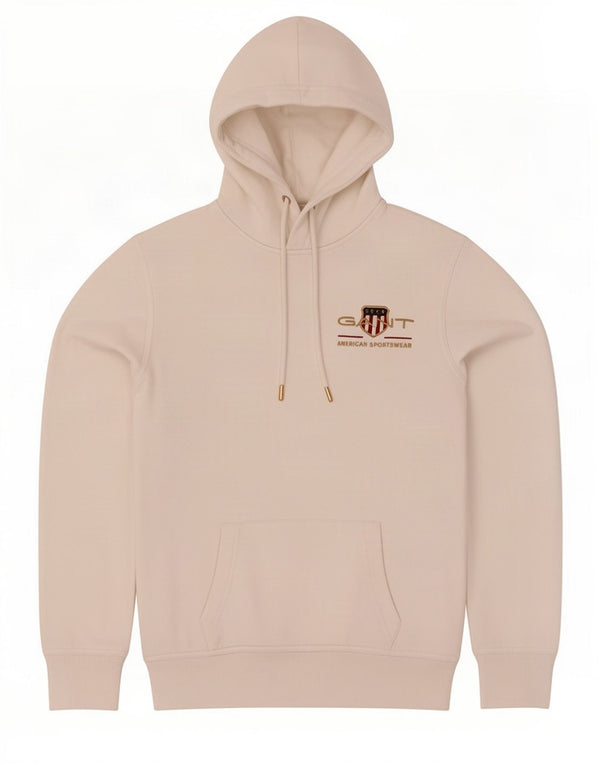 Gant Felpa con cappuccio grafica da uomo, piccola, in cotone bianco