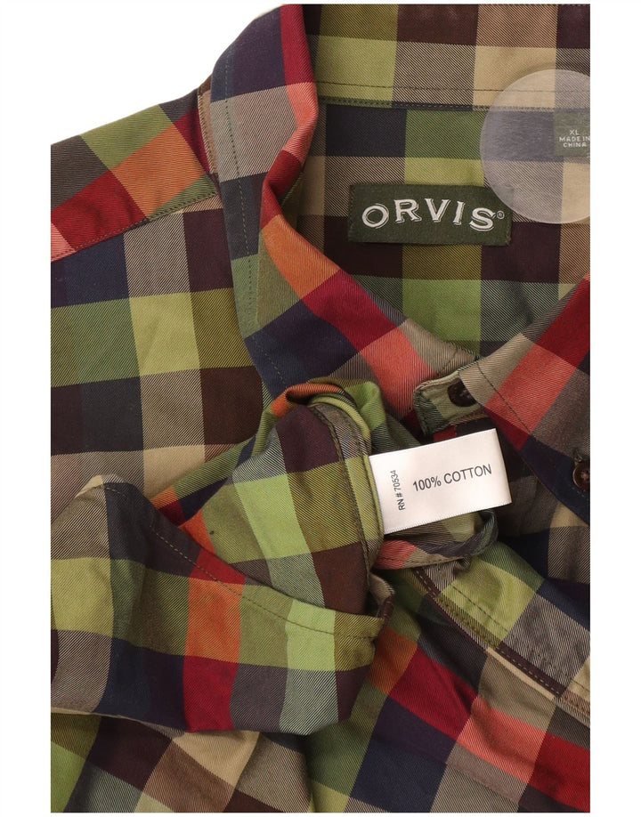 Camicia da uomo Orvis XL in cotone a quadri verdi
