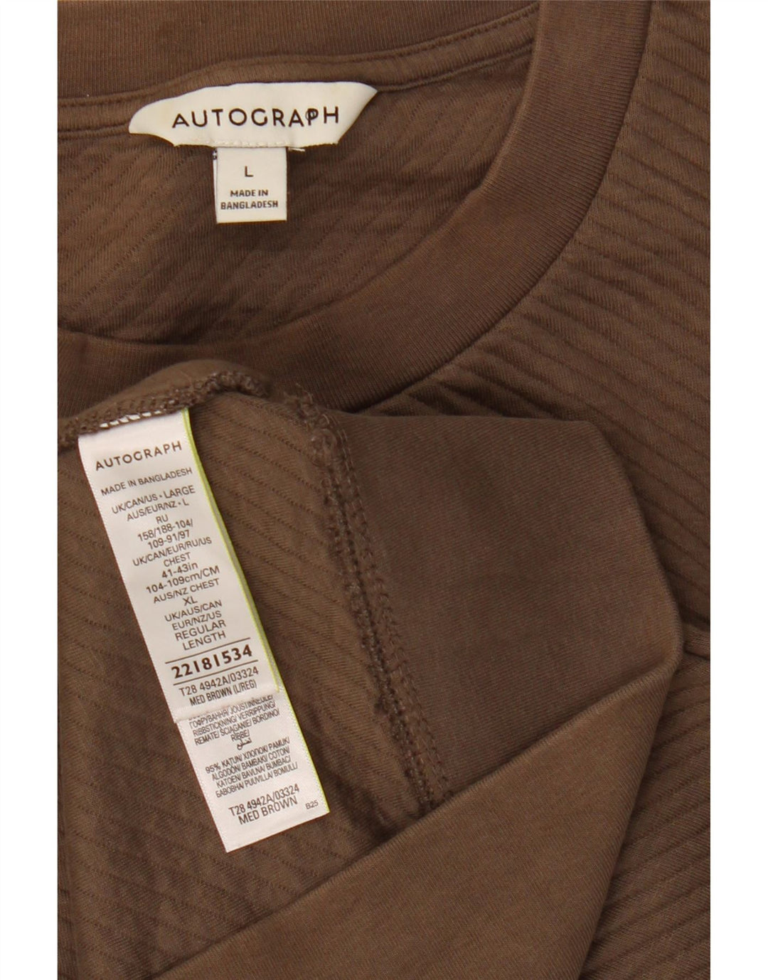 Marks & Spencer - Felpa autografata da uomo, grande, in cotone marrone