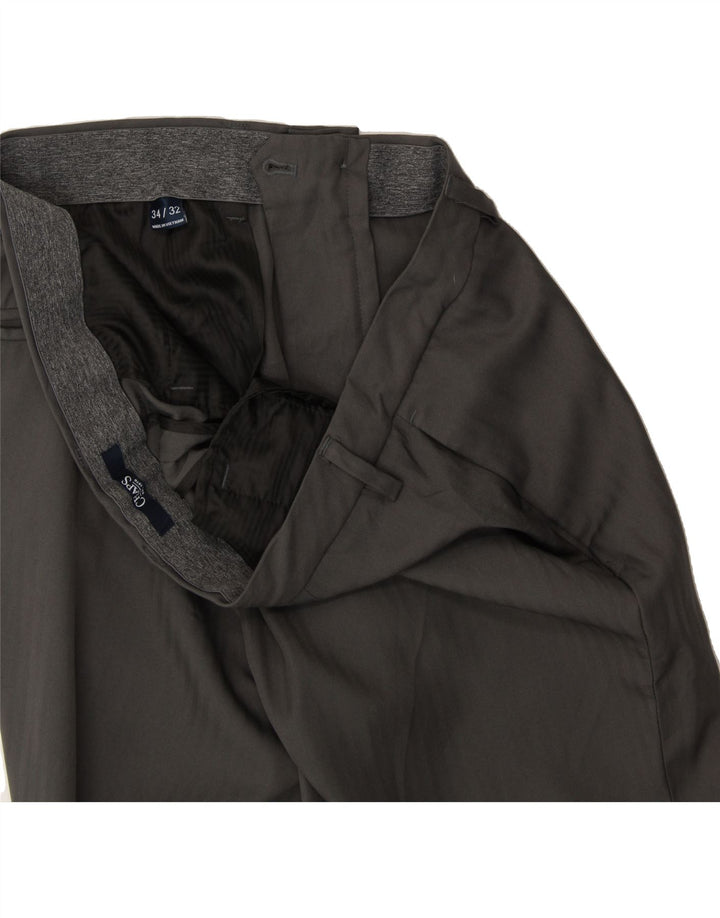 CHAPS Mens Straight Suit Trousers W34 L32 Grey Polyester Vintage Chaps and Second-Hand Chaps from Messina Hembry 