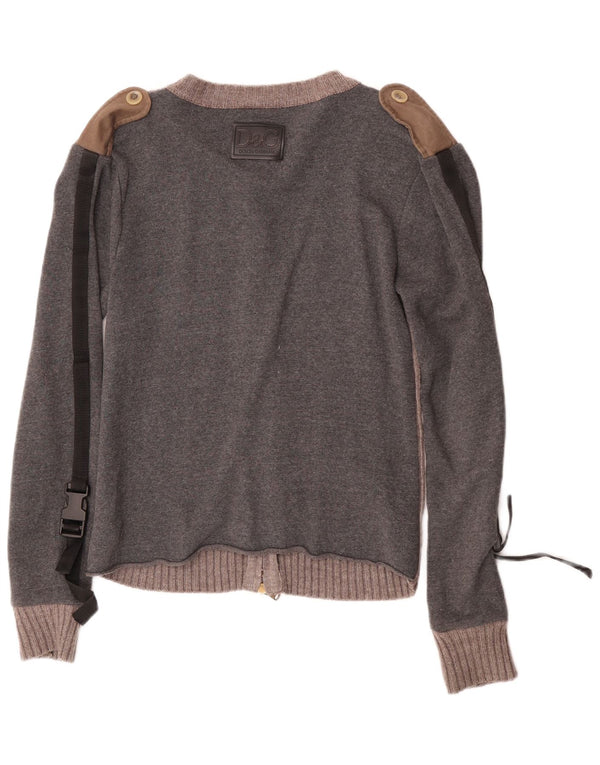 Dolce & Gabbana Maglione cardigan da uomo UK 10 Piccolo cotone color block grigio