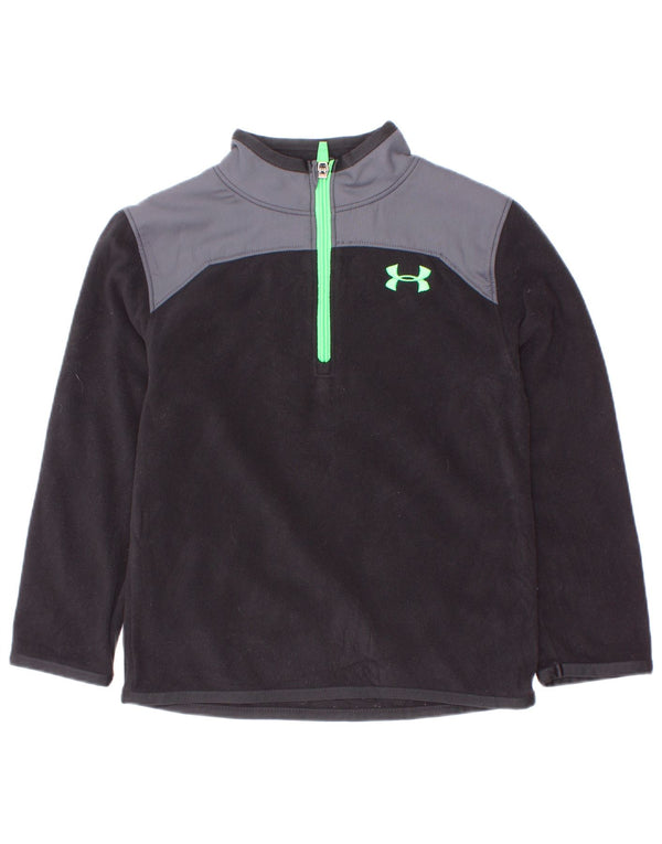 Maglione in pile Under Armour da bambino con zip e collo, 4-5 anni, color block nero