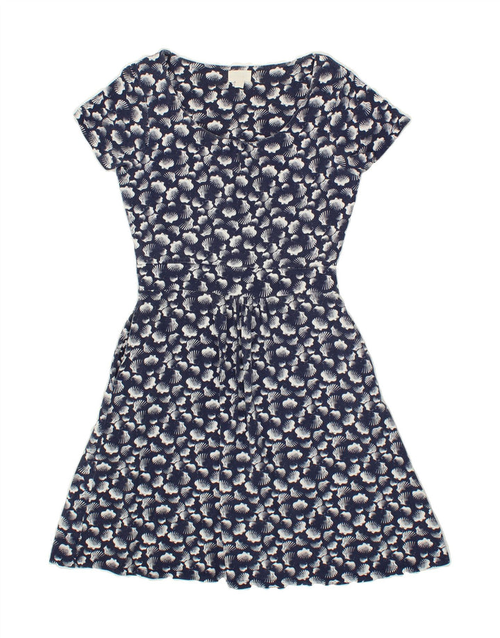 VINTAGE Womens Abstract Pattern Basic Dress UK 12 Medium  Navy Blue Cotton Vintage Vintage and Second-Hand Vintage from Messina Hembry 