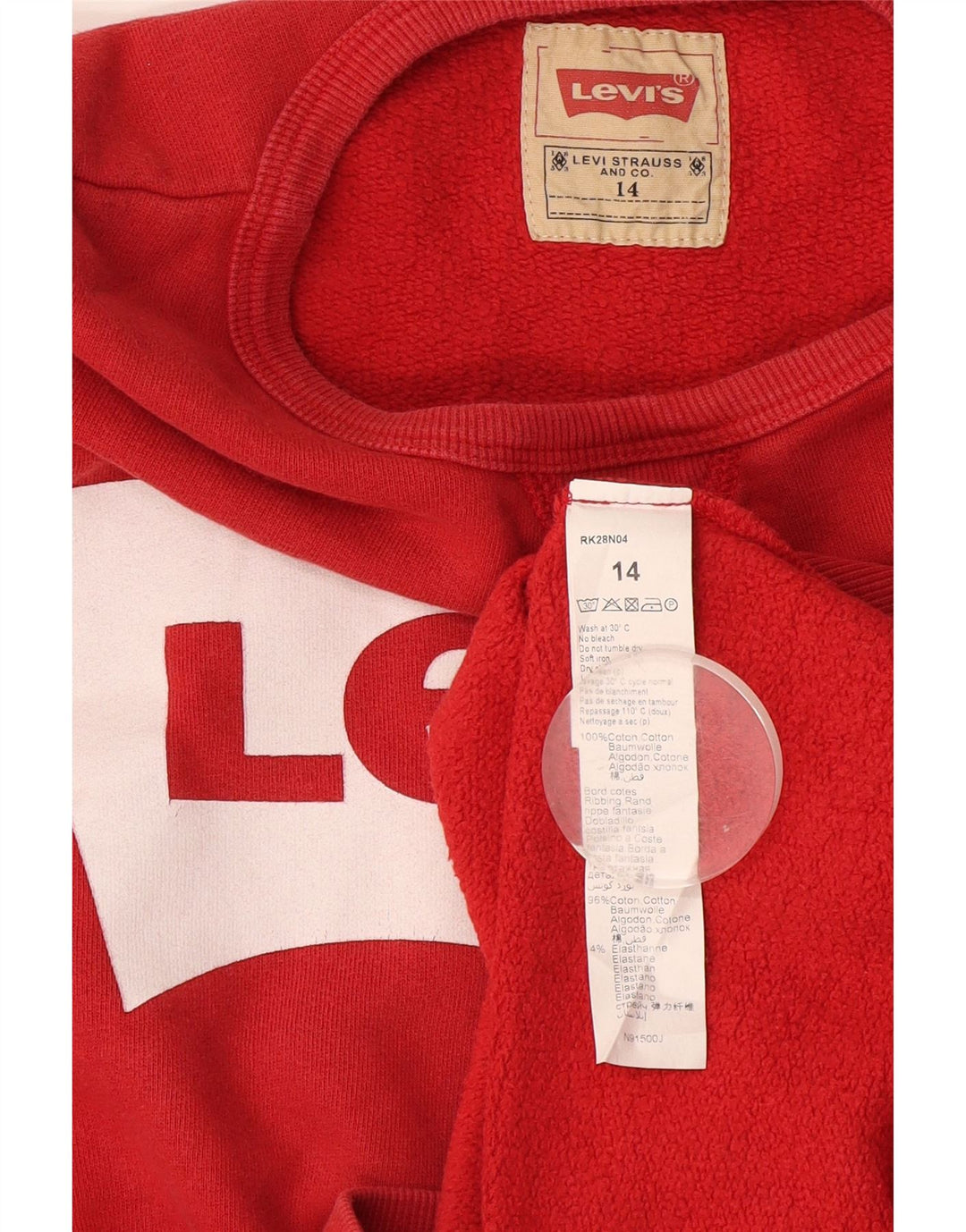 Felpa grafica per ragazzi Levi's 13-14 anni in cotone rosso