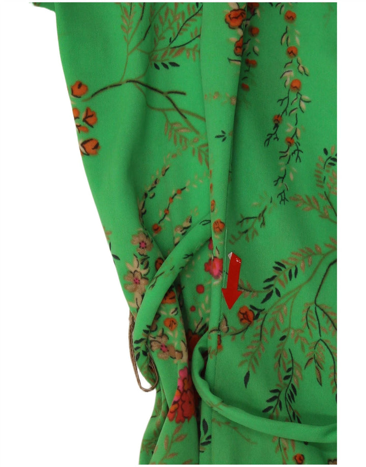 Abito a trapezio da donna vintage EU 40 Poliestere floreale verde medio