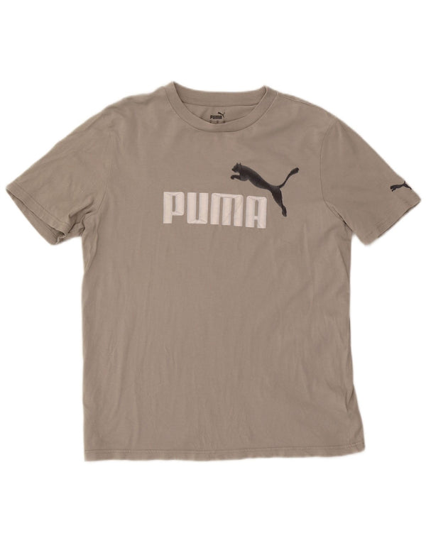 T-shirt grafica da uomo Puma Top in cotone grigio medio