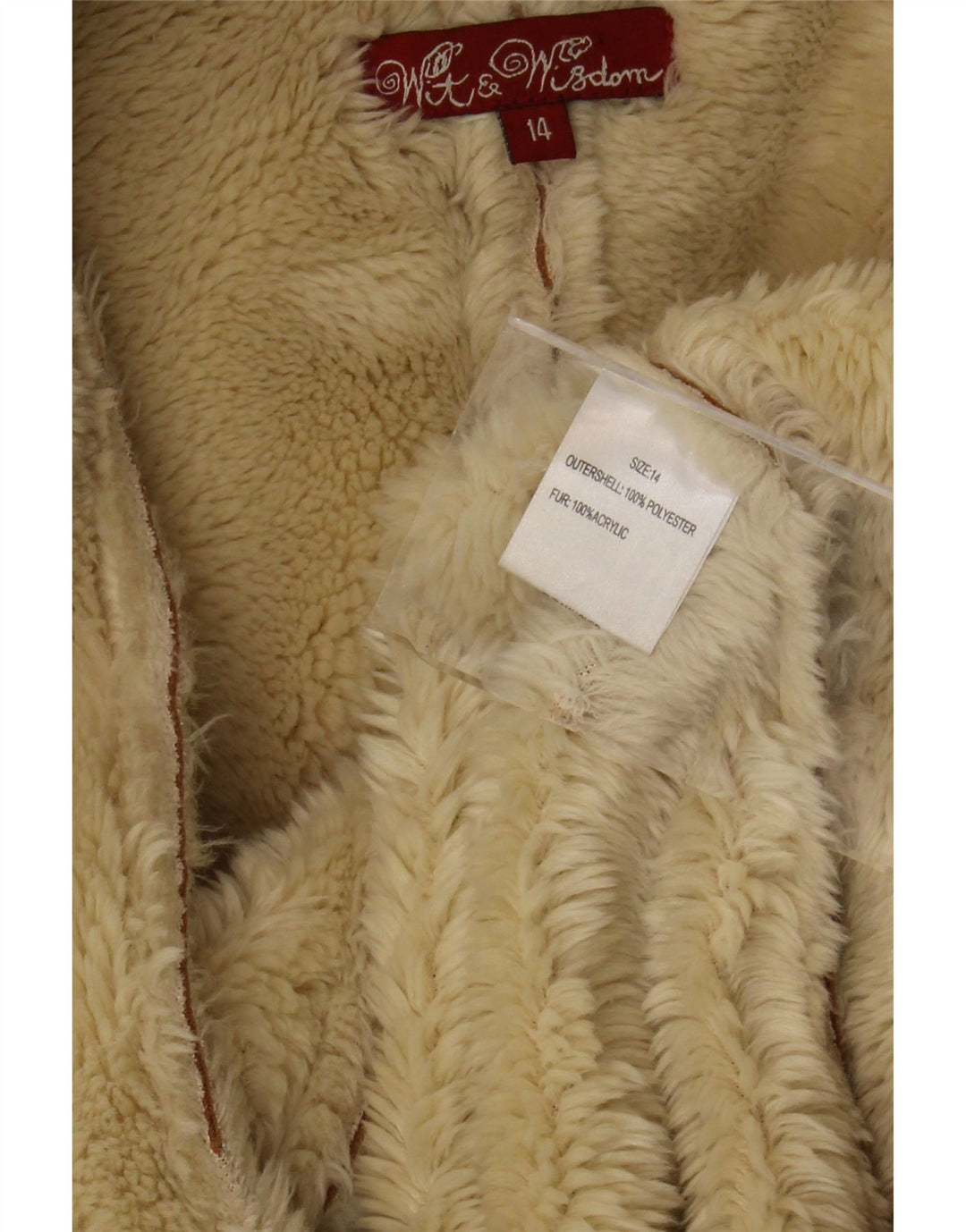 Wit & Wisdom Cappotto oversize in sherpa da donna UK 14 Grande poliestere marrone