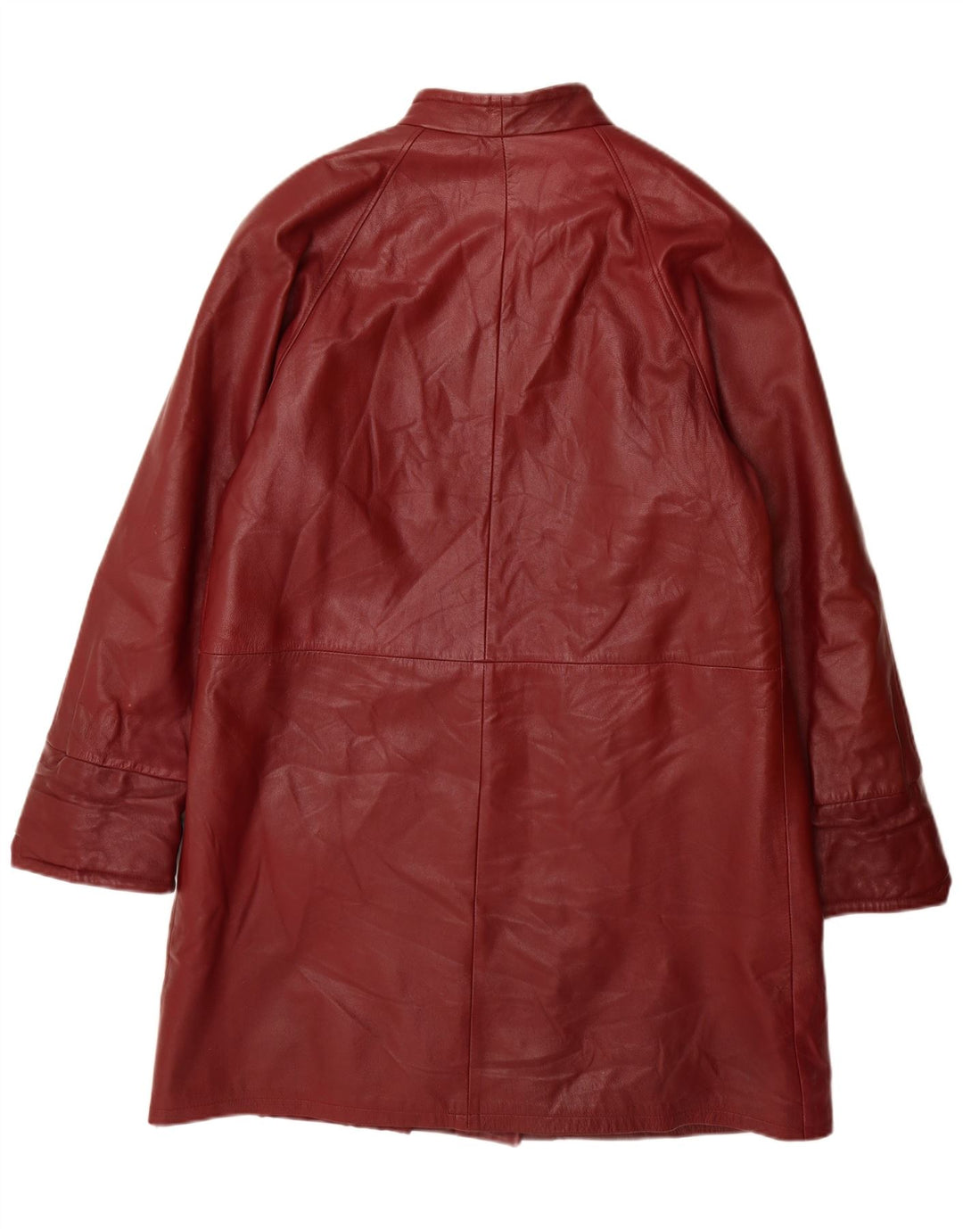 Cappotto in pelle vintage da donna IT 46 grande in pelle bordeaux