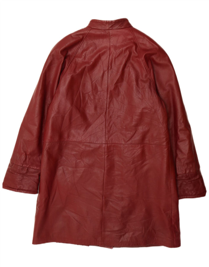 Cappotto in pelle vintage da donna IT 46 grande in pelle bordeaux