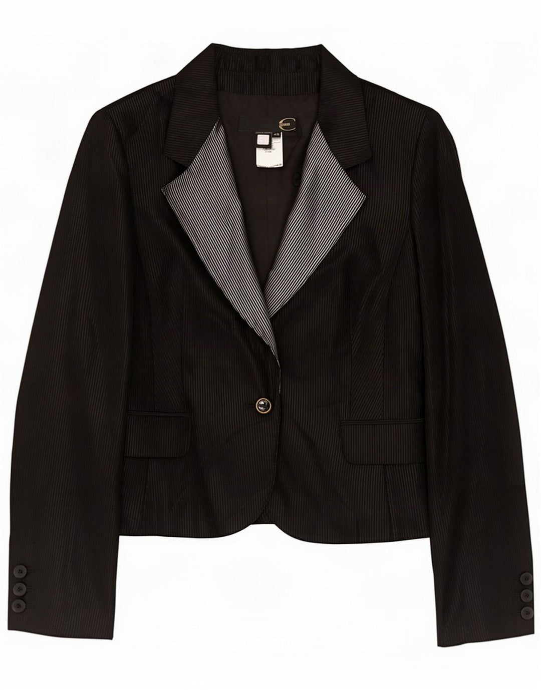 Just Cavalli Giacca blazer da donna a 1 bottone IT 46 Large Lana gessata nera