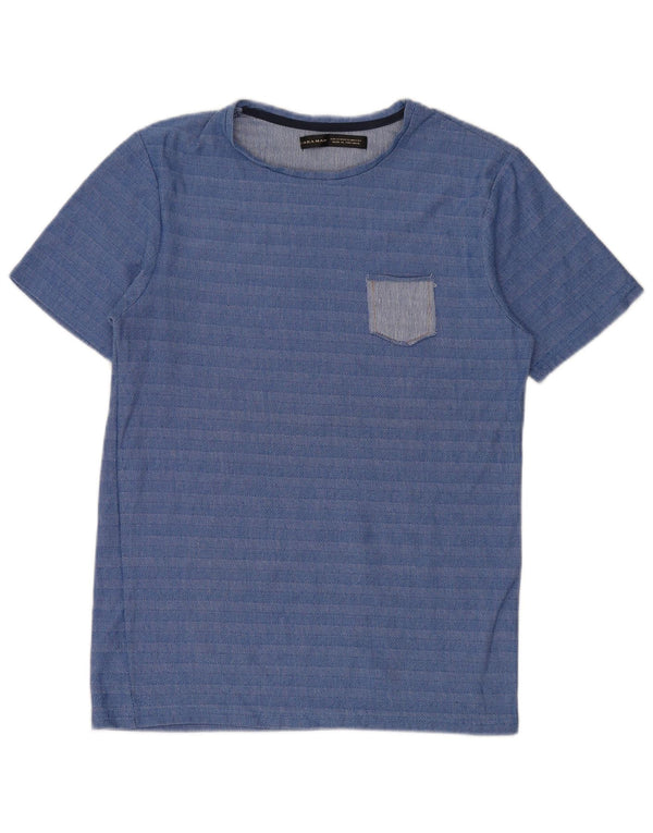 T-shirt Zara da uomo Top XL in cotone a righe blu
