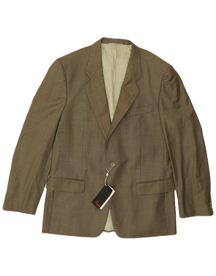 Giacca blazer da uomo a 1 bottone Facis IT 50 grande lana vergine kaki