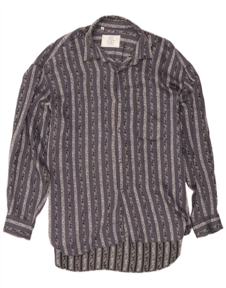 Camicia vintage da uomo XL in cotone a righe grigie