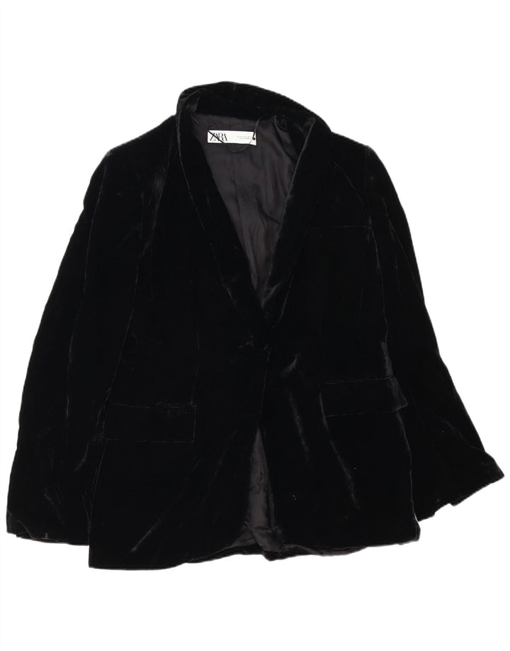 Giacca blazer oversize in velluto a 1 bottone da donna Zara UK 14 media nera