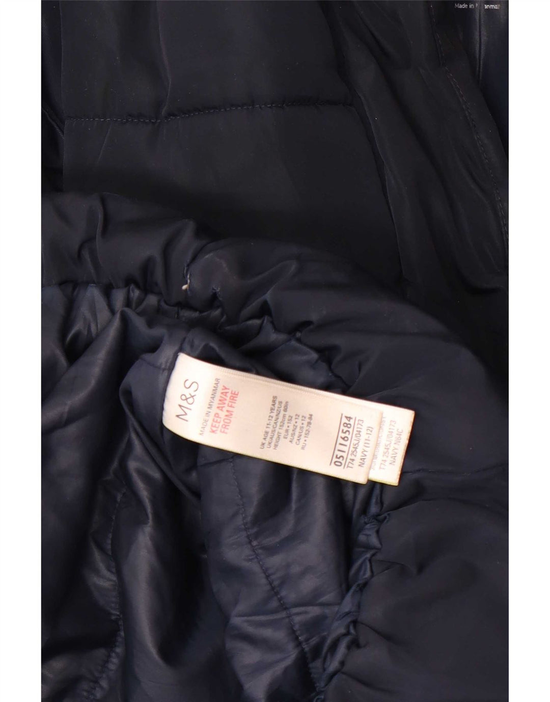 Cappotto imbottito con cappuccio Marks & Spencer per ragazze 11-12 anni in poliestere blu navy