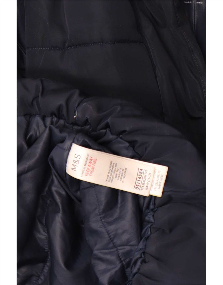Cappotto imbottito con cappuccio Marks & Spencer per ragazze 11-12 anni in poliestere blu navy