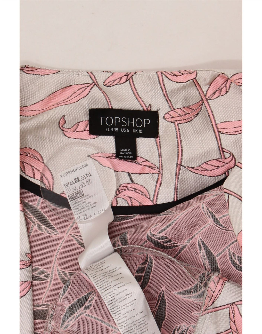 Topshop Donna Crop Abstract Pattern Camicia Camicetta UK 10 Piccola Bianca