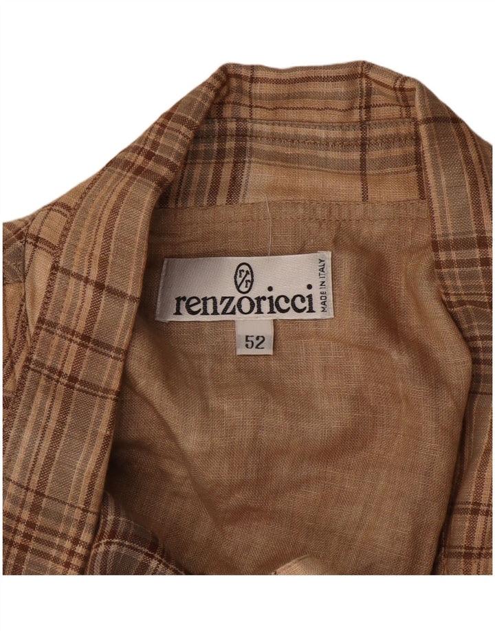 Giacca blazer vintage da uomo a 3 bottoni IT 52 XL a quadri beige