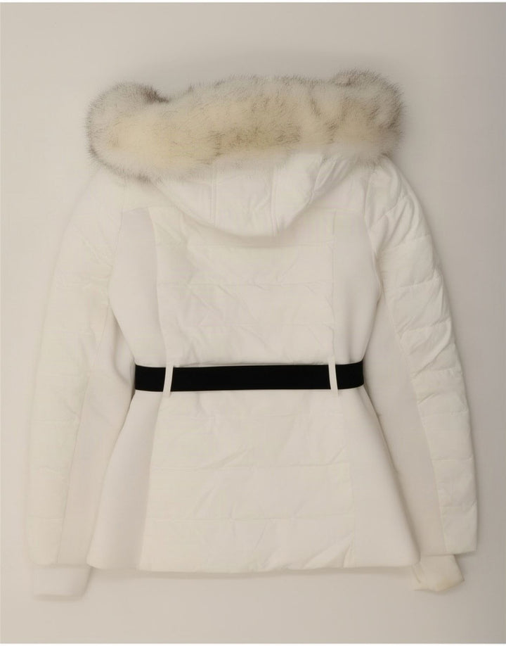 Giacca imbottita con cappuccio da donna Michael Kors UK 10 piccola poliestere bianco