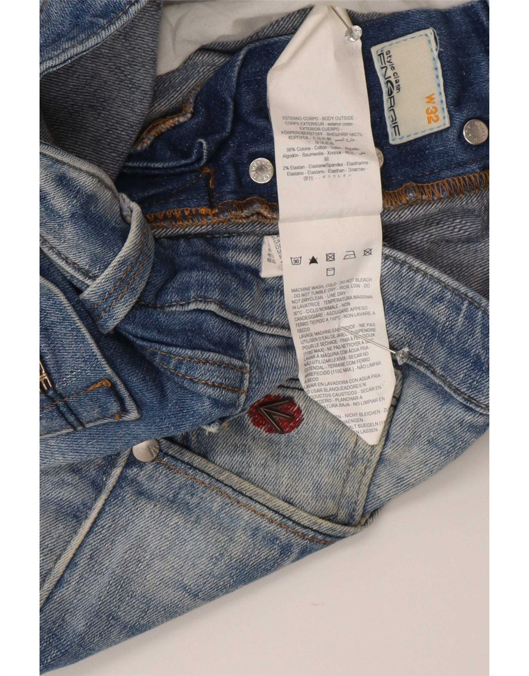 Pantaloncini di jeans da uomo Energie W32 cotone blu medio