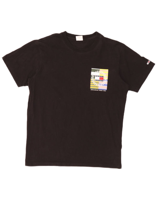 T-shirt grafica da uomo Tommy Hilfiger Top XL in cotone nero