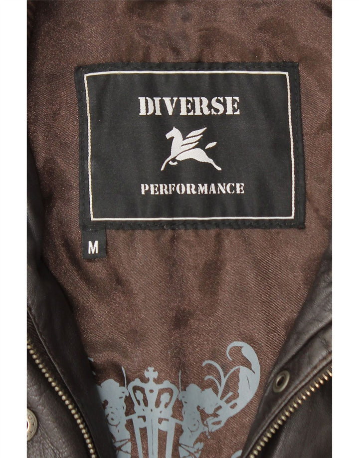 Giacca in pelle da donna vintage UK 12 in pelle marrone medio