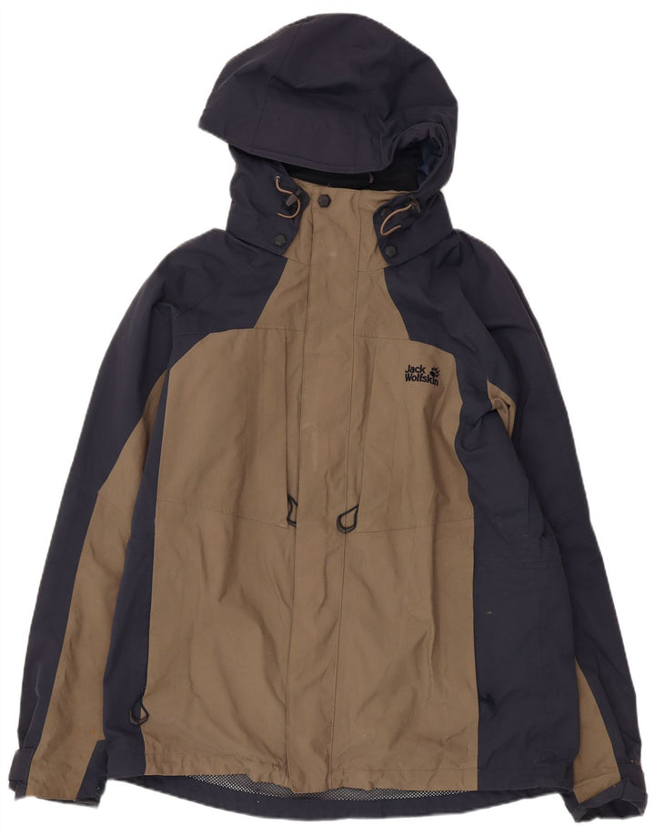 Giacca antipioggia con cappuccio da uomo Jack Wolfskin UK 36/38 Colorblock beige medio