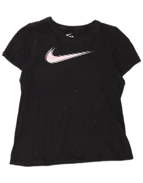 T-shirt grafica Nike per ragazze, taglio atletico, 13-14 anni, XL, cotone nero