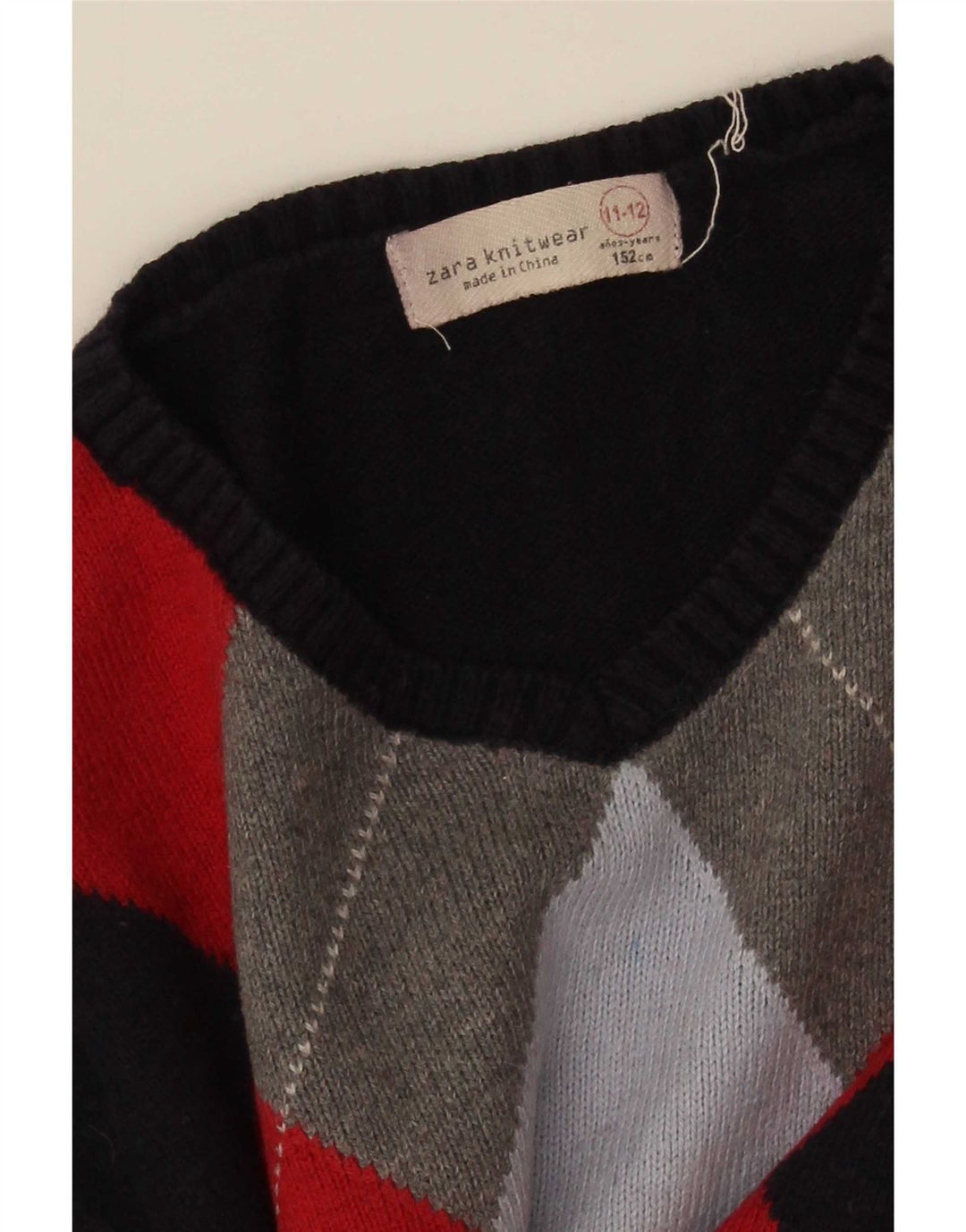 Maglione girocollo da bambino Zara 11-12 anni blu navy a rombi/diamante