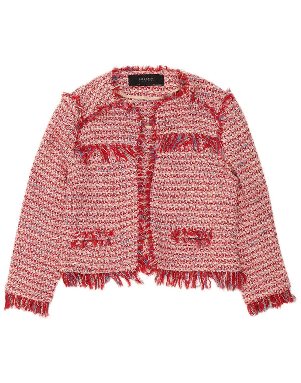Giacca Bolero aperto da donna Zara UK 16 grande rosso screziato